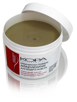 "Кора" / Антицеллюлитный крем Крем-маска грязевая антицеллюлитная для бедер и живота