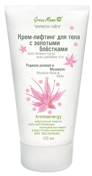 Green Mama / Крем-лифтинг для тела с золотыми блёстками Родиола розовая и Мушмула