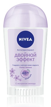NIVEA / Дезодорант-антиперспирант Двойной эффект VIOLET SENSES стик 40 мл
