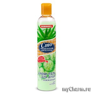 "Сто рецептов красоты" / Крем-гель для душа "Алоэ и огурец" освежающий
