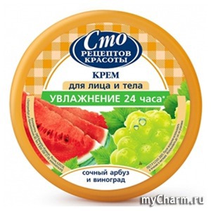 "Сто рецептов красоты" / Крем для лица и тела "Увлажнение 24 часа"