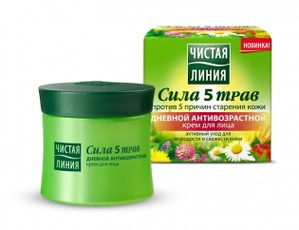 "Чистая линия" / Дневной антивозрастной крем для лица Сила 5 трав