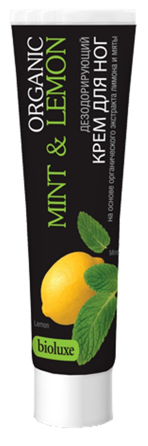 Bioluxe / Organic Mint&Lemon дезодорирующий крем для ног на основе органического экстракта лимона и мяты
