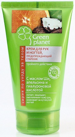 Green Planet / Крем для рук и ногтей, предупреждающий старение, тройного действия