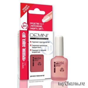 DEMINI / Средство для ногтей Средство 3 в 1 «УКРЕПЛЕНИЕ, ЗАЩИТА, ЦВЕТ»