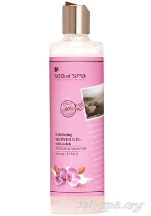 SEA OF SPA / Отшелушивающий гель для душа с люфой «Орхидея и Миндаль»
