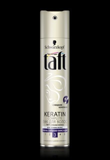 Taft / Лак для волос - очень сильная фиксация KERATIN COMPLETE c жидким кератином