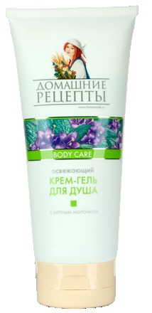"Домашние рецепты" / Крем-гель для душа освежающий С мятным молочком