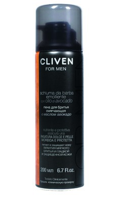 CLIVEN FOR MEN / Пена для бритья смягчающая с маслом авокадо