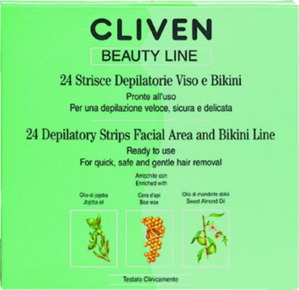 CLIVEN /    24 Depilatory Strips Facial Area and Bikini line