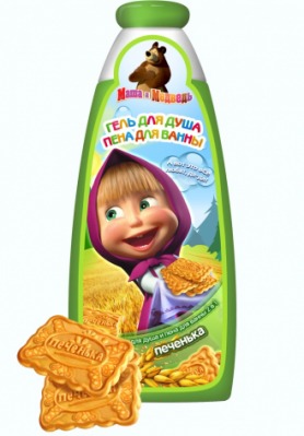 "Маша и Медведь" / Гель для душа и пена для ванны 2 в 1 Печенька