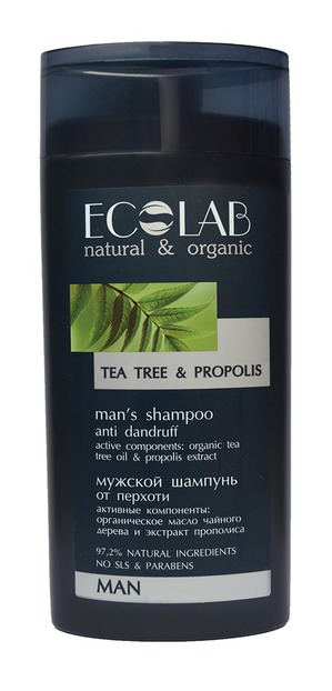 Ecolab /  natural & organic mans shampoo anti dandruff "Tea tree & propolis"