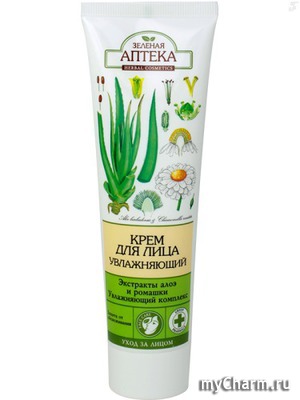 "Зеленая аптека" / Крем для лица увлажняющий с экстрактом Алоэ