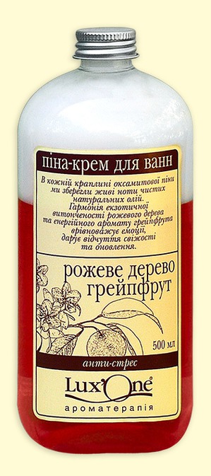 "Ароматика" / Пена-крем для ванн Lux`One с натуральными эфирными маслами Антистресс (розовое дерево-грейпфрут)