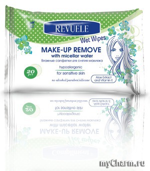 Revuele / Влажные салфетки с мицеллярной водой для снятия макияжа для чувствительной кожи