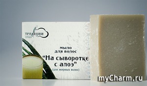 "Традиция" / Мыло для волос "На сыворотке с алоэ" для жирных волос