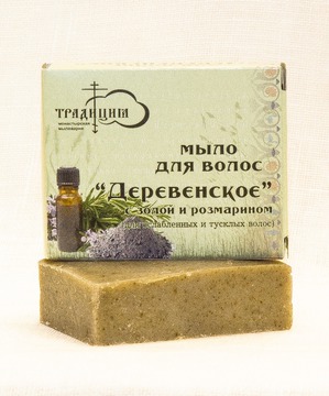 "Традиция" / Мыло для волос «Деревенское» с золой и розмарином
