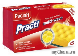 На волне чистоты: губка для посуды Paclan Practi Multi-Wave поможет забыть о сложных загрязнениях