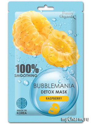 Funny Organix / Маска для лица Bubblemania Кислородная тканевая детокс-маска Сладкая малина