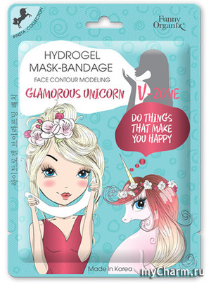 Funny Organix / Glamorous Unicorn Гидрогелевая маска-бандаж для моделирования овала лица