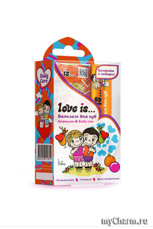 "Галант Косметик" / Бальзам для губ Love is... Апельсин и Бабл гам + конфета